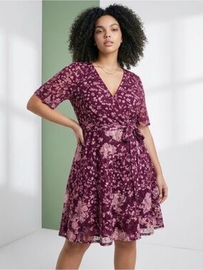 lane bryant purple lace dress LANE BRYANT SOLID PURPLE OFF-THE-SHOULDER STRETCH LACE BODYCON DRESS PLUS Sz 22